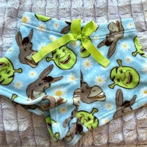 Cartoon Character Fleece Shorts - Blue and Green
